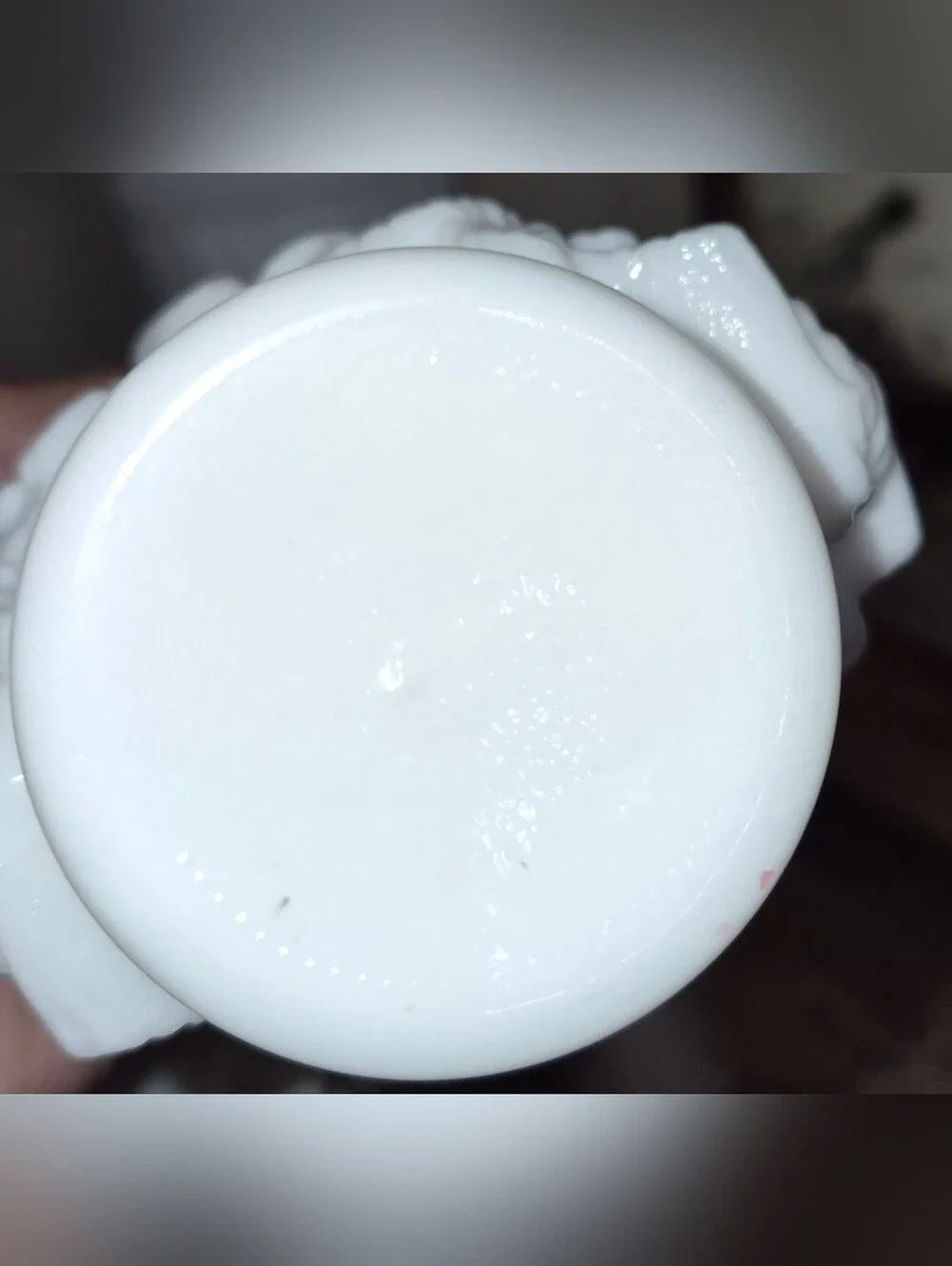 Antique Imperial Milk Glass Puffy Vase Roses Basket Bow Victorian Opalescent